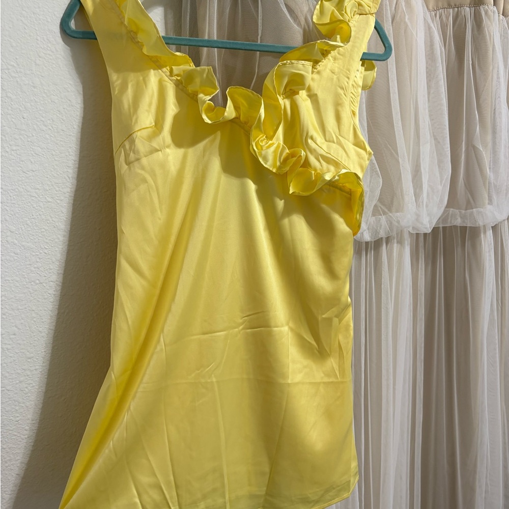 Yellow Ruffled Backless Dress